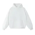 Premium heavyweight 400g plain white oversized terry cotton hoodie with kangaroo pocket - S / Tops / White