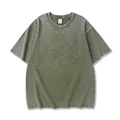 Men's vintage washed olive green short sleeve t-shirt with textured finish for summer wear - S / Tops / Army Green