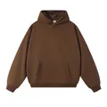 Bruine oversized zware hoodie met kangoeroezak aan de voorkant en geribbelde boorden - S / Tops / Koffiebruin