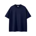 Premium oversized heavy cotton crew neck short sleeve t-shirt in dark navy blue - S / Tops / Navy Blue