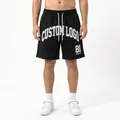 Men's breathable black mesh athletic shorts with custom printed logo - S / Bottoms / Black