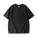 Vintage acid wash oversized black t-shirt for men, summer casual streetwear style. - S / Tops / Black