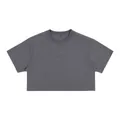 Premium dunkelgraues 210g Baumwolle Cropped T-Shirt für Damen, modische Kastenform - M / Oberteile / Dunkles Melangegrau