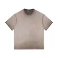 Vintage washed grey oversized cotton T-shirt with a distressed look and round neck - Gradient Coffee
