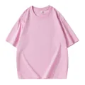 T-shirt rosa di alta qualità in cotone pesante a maniche corte con vestibilità comoda - Rosa