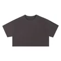 Dunkelgraues 210g Baumwoll-Crop-T-Shirt im minimalistischen amerikanischen Stil - M / Oberteile / Holzkohle-Grau