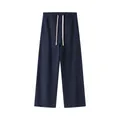 Premium heavyweight 400g navy blue straight-leg sweatpants with drawstring waist - S / Bottoms / Navy Blue