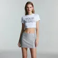 Stylish women's custom white rhinestone crop top with silver sequin mini skirt set - S / Tops / Custom Model 3 / White