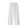 High-quality straight-leg light grey terry sweatpants with a drawstring elastic waist - S / Bottoms / Mottled Grey