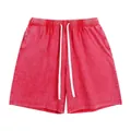 Men's washed cotton shorts in red with adjustable drawstring for casual spring wear - S / Bottoms / Washed Red