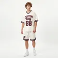 Cream-colored mesh breathable V-neck basketball jersey and shorts set for men - S / Tops / Cream Custom Style 88