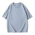 T-shirt a maniche corte in cotone pesante da 260 g da uomo in azzurro minimalista - Blu nebbia