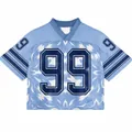 Summer loose light blue V-neck mesh football jersey with number 99 sublimation print - S / Blue No.99 Printed Top And Bottom (Custom Style 1)