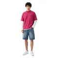 Camiseta de manga larga para hombre estilo streetwear a capas en magenta y blanco, corte casual - S / Tops / Rosa Rojo/Blanco