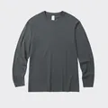 Klassisches dunkelgraues Langarm-T-Shirt aus 230g reiner Baumwolle für Herrenmode - Dunkelgrau