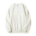 Felpa da uomo in pesante cotone crema 420g, stile oversize girocollo casual americano - Taglia S / Top / Bianco