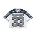 Custom breathable mesh V-neck football jersey in navy blue and white with number 33 - Navy Custom Style 33