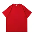 Plain solid red short sleeve t-shirt for men in premium cotton fabric - Red