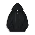 Heavyweight black zip-up hoodie for men with drawstring hood and front pockets - S / Tops / Black