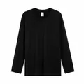 Heren 230g puur katoen shirt met lange mouwen, zwart effen relaxte pasvorm - S / Tops / Zwart