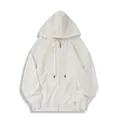 Classic white zip-up hoodie for men with 330G warm terry fabric and pockets. - S / Tops / White