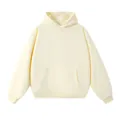 Premium zwaargewicht crème oversized hoodie met kangoeroezak en verlaagde schouders - S / Tops / Abrikoos