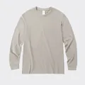 Hochwertiges 230g reines Baumwoll-Langarm-T-Shirt für Herren in minimalistischem Hellgrau - Birkenfarbe