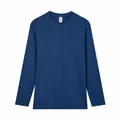 Dunkelblaues Langarm-T-Shirt für Herren aus 230G reiner Baumwolle, locker - S / Oberteile / Marineblau