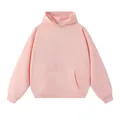 Effen roze oversized hoodie van zwaar katoen met kangoeroezak en verlaagde schouders - S / Tops / Parijs Roze
