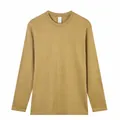 Heren losse herfst katoenen T-shirt met lange mouwen in camel kleur casual pullover - S / Tops / Aardgeel