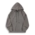 Heavyweight 330g dark gray men's zip-up hoodie with drawstring hood and pockets - S / Tops / Iron Grey