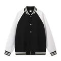 Veste de baseball universitaire rétro noir et blanc pour homme avec bordures rayées - S / Hauts / Noir & Blanc