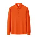Classic men's long-sleeve Polo shirt in vibrant orange with professional collared design - Sunny Orange