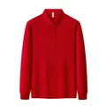 Classic men's long-sleeve polo shirt in vibrant red, perfect for business or casual wear. - Red