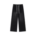 Vaqueros anchos lavados negros para hombre con una cintura ajustable con cordón blanco - S / Bottoms / Negro y Gris