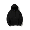 Premium heavyweight black fleece-lined hoodie for men featuring a kangaroo pocket - S / Top And Bottom / Black