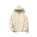 Sweat à capuche épais en polaire pour homme, style américain, de couleur crème - Abricot
