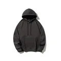 Heavyweight charcoal gray pullover hoodie with kangaroo pocket and drawstring - 3XL / Tops / Gray