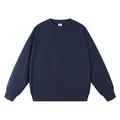 Solid navy blue crewneck sweatshirt in premium cotton terry fabric for men - Navy Blue (380G)