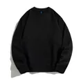 Felpa in pile nero pesante con girocollo classico e polsini a coste elasticizzati - Taglia S / Top / Nero