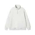 Dicker Herren-Sweatshirt aus Baumwolle in Hellgrau mit Stehkragen und halbem Reißverschluss - S / Oberteile / Meliertes Grau