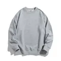 Felpa grigia pesante da uomo 420g con fodera in peluche per il calore invernale. - Taglia S / Top / Grigio lino