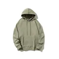 Klassieke zware saliegroene fleece hoodie met trekkoord en kangoeroezak voor heren - Fruitgroen