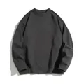Felpa girocollo grigio antracite pesante da 420g per uomo con fodera in pile - Taglia S / Top / Grigio
