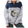 Close-up of women's quarter-zip sweatshirt featuring detailed dragonfly and floral print - Peony Blue