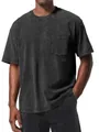 Detaillierte Ansicht eines vintage gewaschenen anthrazitfarbenen T-Shirts mit Tasche - S / Gewaschenes Schwarz