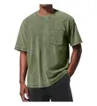 Detalle de camiseta verde con bolsillo lavado vintage de corte oversize y hombros caídos - S / Tops / Verde Militar Lavado
