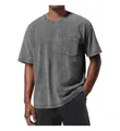 Detalle de una camiseta gris lavada vintage con ajuste oversize y detalle de bolsillo en el pecho - 3XL / Tops / Gris Lavado