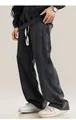 Detail of oversized 400G snow washed sweatpants showing fabric texture and loose fit - S (US Size Runs Large) / Bottoms / Black