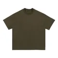 T-shirt premium lourd 380g vert olive oversize en pur coton à col rond pour hommes - M / Hauts / Vert Militaire